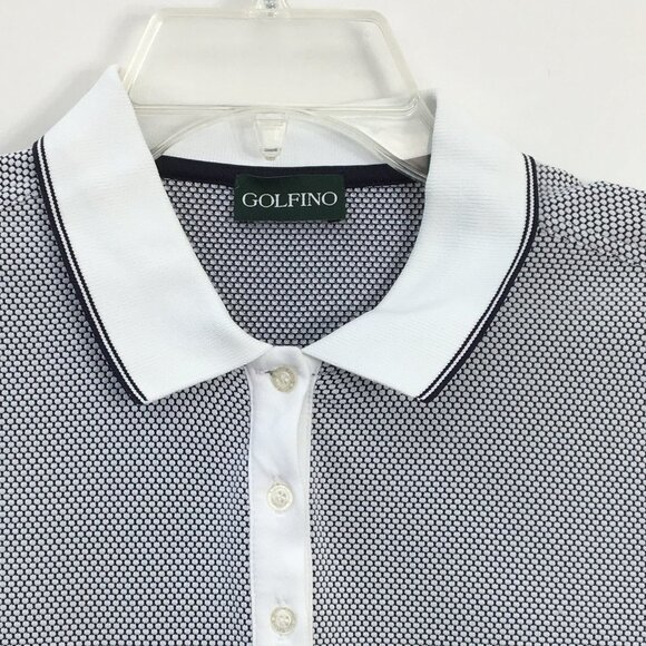 Golfino Women's Bubble Jacquard Short Sleeve Quarter Button Polo Size L - Picture 2 of 7